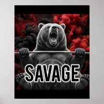 Savage-Bär-Bankdrücken-Gym-Motivationsposter