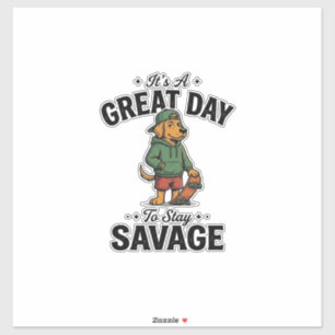 Savage Dog Vintage Gravur T-Shirt Design_1 Aufkleber