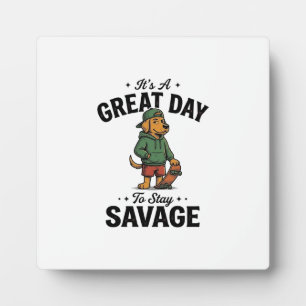 Savage Dog Vintage Gravur T-Shirt Design_1 Fotoplatte