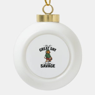 Savage Dog Vintage Gravur T-Shirt Design_1 Keramik Kugel-Ornament