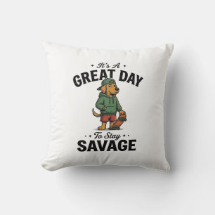 Savage Dog Vintage Gravur T-Shirt Design_1 Kissen