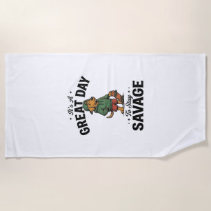 Savage Dog Vintage Gravur T-Shirt Design_1 Strandtuch