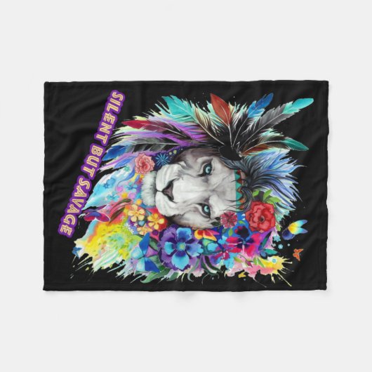 Savage Lion Sticker Fleecedecke (Vorderseite (Horizontal))