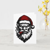 Savage Santa Claus Smoking Cigar Christmas Karte (Gelbe Blume)