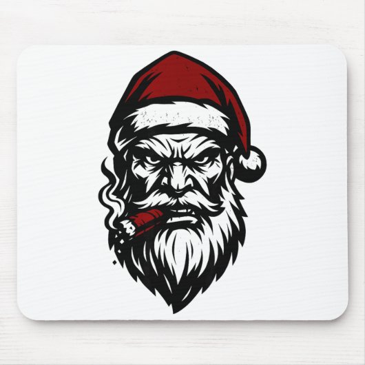 Savage Santa Claus Smoking Cigar Christmas Mousepad (Vorne)