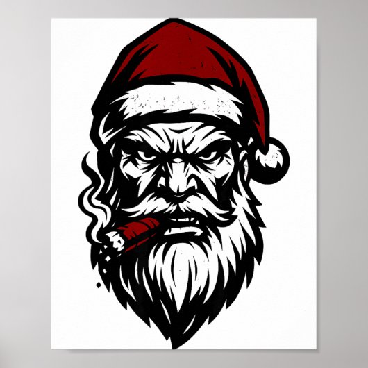 Savage Santa Claus Smoking Cigar Christmas Poster (Vorne)