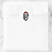 Savage Santa Claus Smoking Cigar Christmas Runder Aufkleber (Tasche)