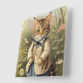Savanna Cat Quadratische Wanduhr (Winkel)