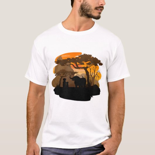 Savanna Forest Silhouette Minimal Nature Art T-Shirt (Vorderseite)