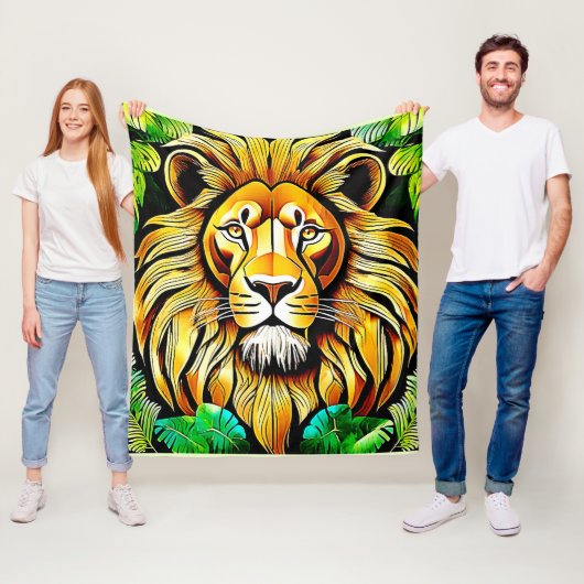 Savanna Lion Leaf Design Fleecedecke (Beispiel)