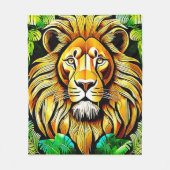 Savanna Lion Leaf Design Fleecedecke (Vorderseite)