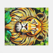 Savanna Lion Leaf Design Fleecedecke (Vorderseite (Horizontal))