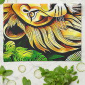 Savanna Lion Leaf Design Geschirrtuch (Gefaltet)