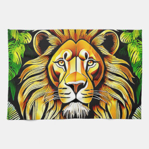 Savanna Lion Leaf Design Geschirrtuch
