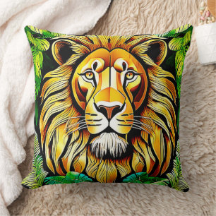 Savanna Lion Leaf Design Kissen