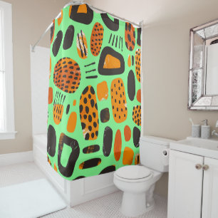 "Savanna Pop: Stammesvibes in Orange & Black" Duschvorhang