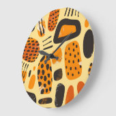 "Savanna Pop: Stammesvibes in Orange & Black" Große Wanduhr (Winkel)