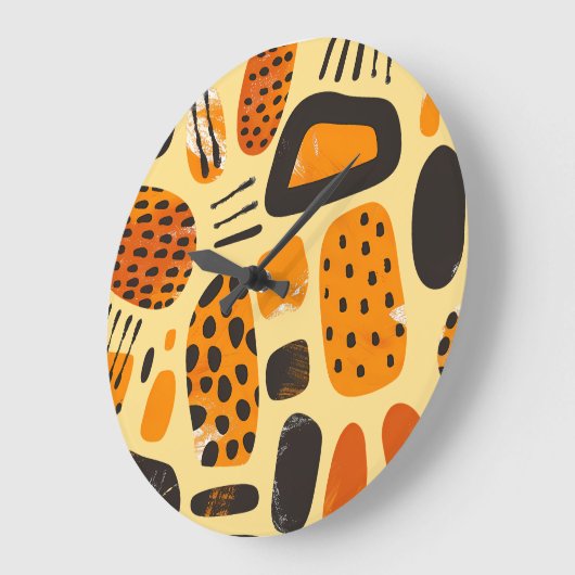 "Savanna Pop: Stammesvibes in Orange & Black" Große Wanduhr (Winkel)