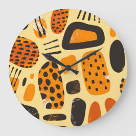 "Savanna Pop: Stammesvibes in Orange & Black" Große Wanduhr