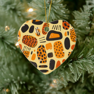 "Savanna Pop: Stammesvibes in Orange & Black" Keramik Ornament