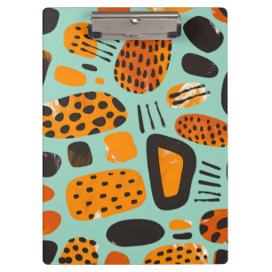 "Savanna Pop: Stammesvibes in Orange & Black" Klemmbrett