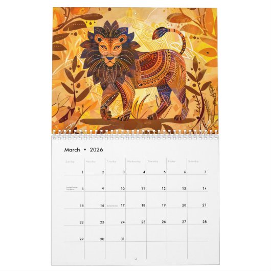 Savanna Spirits – Abstract Wildlife & Tribal Echoe Kalender (Mär 2026)