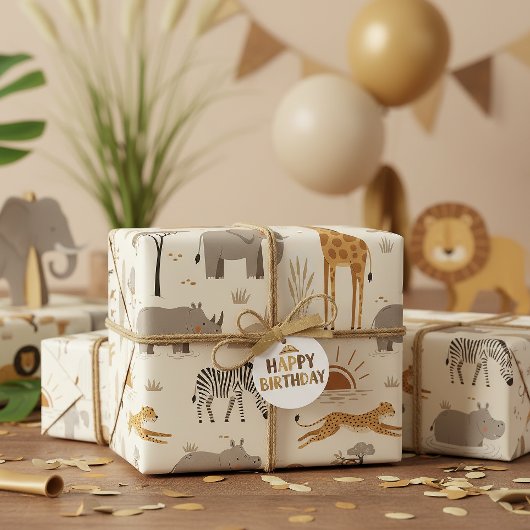 Savanna Sunrise Safari Pattern ID1259 Geschenkpapier