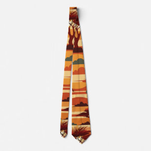 Savanna Sunset Retro Benutzerdefiniertes Muster Krawatte