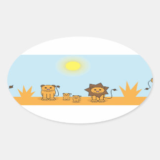 Savanna Tiere Ovaler Aufkleber