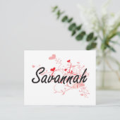 Savannah Artistic Name Design mit Herz Postkarte (Stehend Vorderseite)