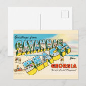 Savannah Beach Georgia 2 Begrüßung Postkarte (Vorne/Hinten)
