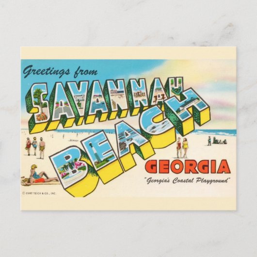 Savannah Beach Georgia 2 Begrüßung Postkarte (Vorderseite)