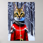 Savannah cat Santa Claus | AI Art Poster (Vorne)