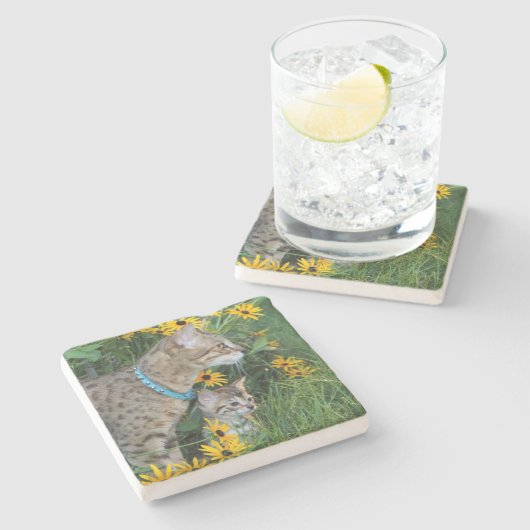 Savannah Cat Square Untersetzer (Seitenansicht)