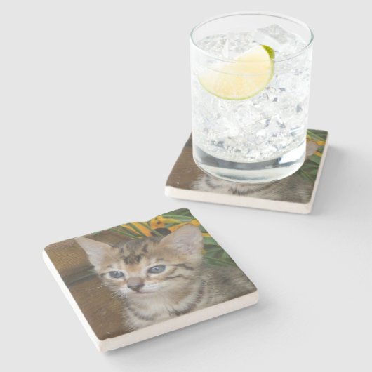 Savannah Cat Square Untersetzer (Seitenansicht)