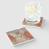 Savannah Cat Square Untersetzer (Seitenansicht)