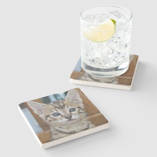 Savannah Cat Square Untersetzer (Seitenansicht)