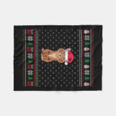 Savannah Cat Wearing Weihnachtsmannmütze Ugly Xmas Fleecedecke (Vorderseite (Horizontal))