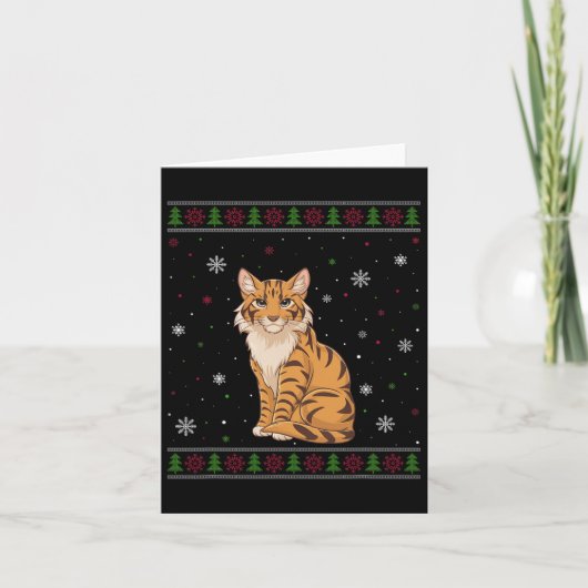 Savannah Cat Weihnachtskraut Männer Frauen Kinder Karte (Vorderseite)