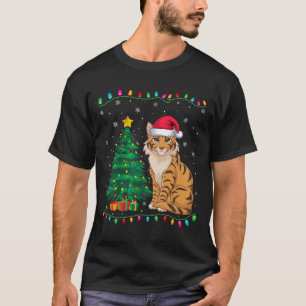 Savannah Cat Weihnachtsmannmütze Männer Frauen Kin T-Shirt