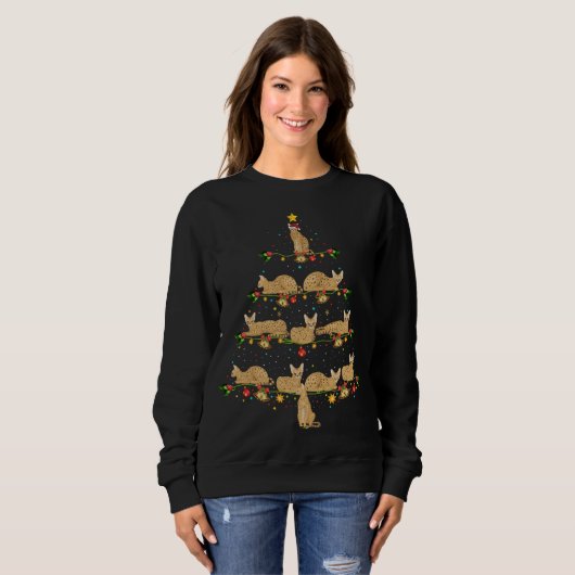 Savannah Cat Xmas Tree Geschenk Weihnachtsmannmütz Sweatshirt (Vorne ganz)