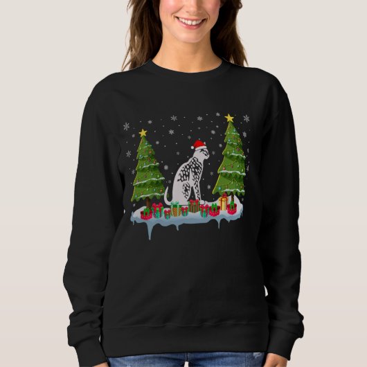 Savannah Cat Xmas Tree Lighting Men Ugly Chr Sweatshirt (Vorderseite)