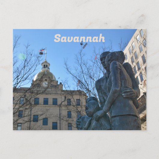 Savannah City Hall und afroamerikanisches Denkmal Postkarte (Vorderseite)