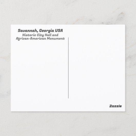 Savannah City Hall und afroamerikanisches Denkmal Postkarte (Rückseite)