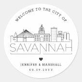 Savannah City Skyline | Begrüßung Runder Aufkleber (Vorderseite)