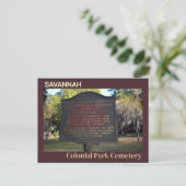 Savannah Colonial Park Gelbes Fieber Marker Postkarte (Stehend Vorderseite)