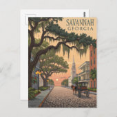 Savannah GA Cobblestone Street Postkarte (Vorne/Hinten)