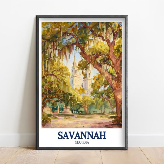 Savannah GA Drucke - Forsyth Park - Kathedrale von