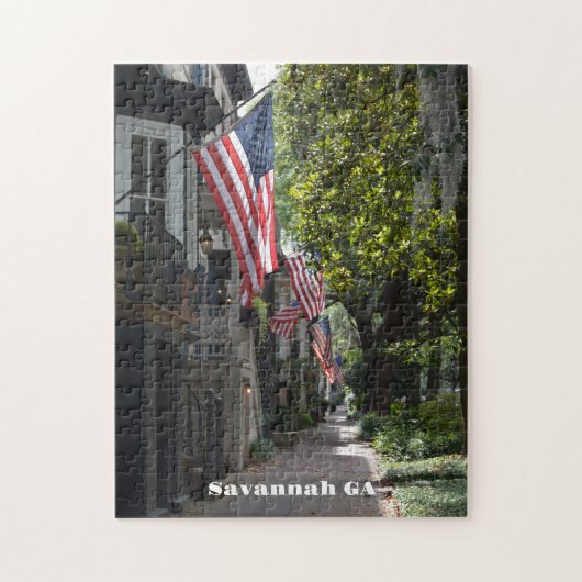 Savannah GA Flag Lined E Jones St Fotografic Puzzle (Vertikal)
