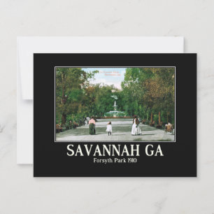 Savannah GA Forsyth Park 1900s Vintag Inspiriert Postkarte